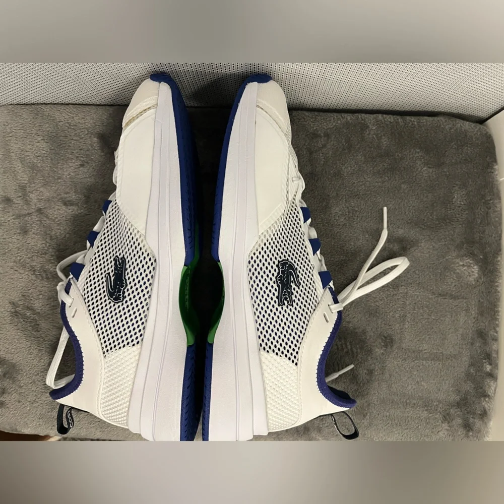 Lacoste AG-LT 21 men’s sneakers OrthoLite anti-microbial footbed. White blue 9.5 - Picture 10 of 12